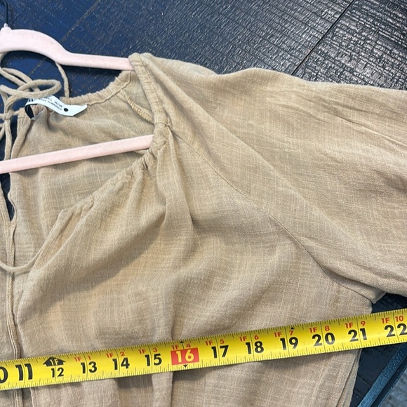 Zara Limited Edition Bohemian Taupe Tan Midi Dress size Large - Picture 10 of 14